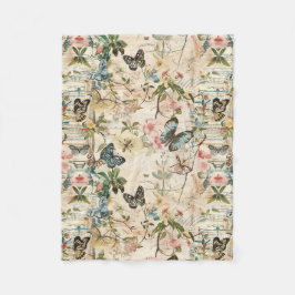 Vintage Multi-Butterfische und Blume Fleecedecke