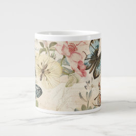 Vintage Multi-Butterfische und Blume Jumbo-Tasse