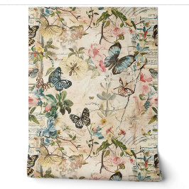 Vintage Multi-Butterfische und Blume Tapete