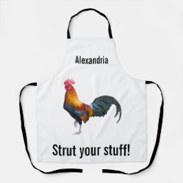 Vintage multicolored rooster "strut your stuff" schürze