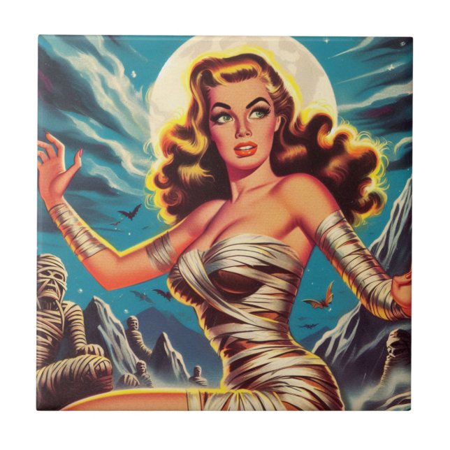 Vintage Mummy Girl Fliese (Vorderseite)