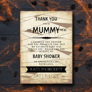 Vintage Mummy   Halloween-Kinderdusche Dankeskarte