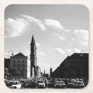 Vintage München ludwigstraße Universitätskirche Rechteckiger Pappuntersetzer