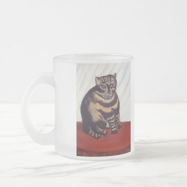 Vintage mürrische Katze Mattglastasse (Links)
