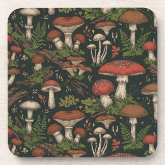 Vintage Mushroom Forest Botanical Getränkeuntersetzer