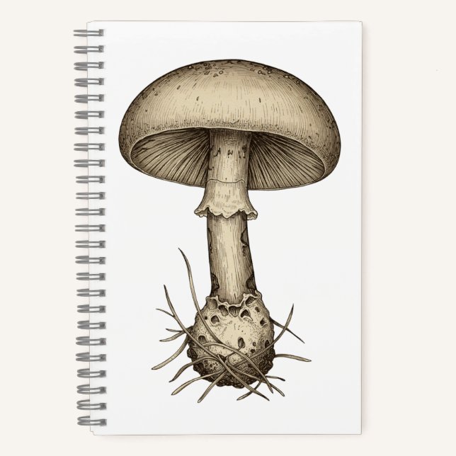 Vintage Mushrooms Notebook Notizbuch (Vorderseite)