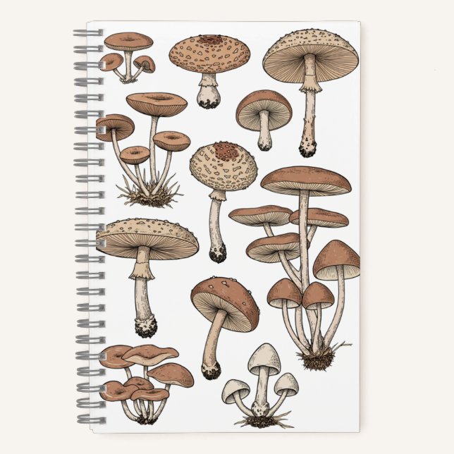 Vintage Mushrooms Notebook Notizbuch (Vorderseite)