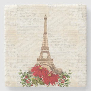 Vintage Music Paris Weihnachtssteinuntersetzer Steinuntersetzer