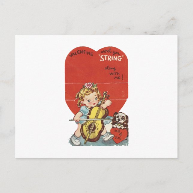 Vintage "Music" Valentine Feiertagspostkarte (Vorderseite)
