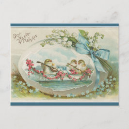 Vintage Musical Chicks in Egg Easter Postkarte