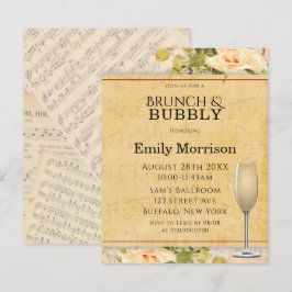 Vintage Musical Floral Brunch & Bubbly lädt ein Einladung
