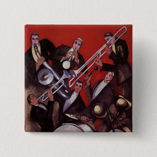 Vintage Musik, Art Deco Musical Jazz Band Jamming Button