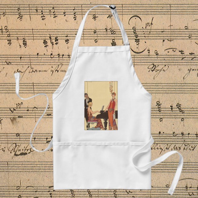 Vintage Musik, Art Deco Pianist Musiker Sänger Schürze (Von Creator hochgeladen)