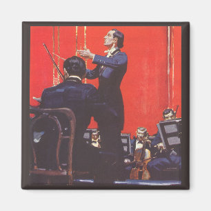 Vintage-Musik, Dirigieren eines Orchesters Magnet