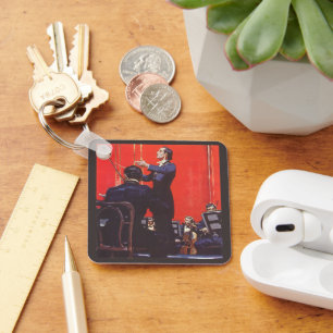 Vintage-Musik, Dirigieren eines Orchesters Schlüsselanhänger