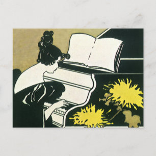 Vintage-Musik, Fräulein Traumerei spielt Klavier, Postkarte