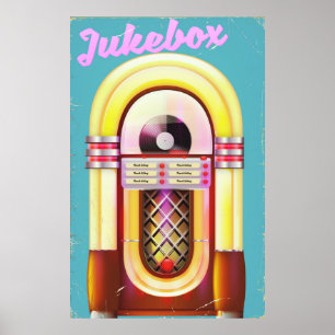 Vintage-Musik-Musikbox Poster