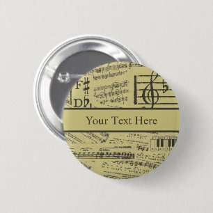 vintage Musik Noten Muster Musik Thema Musiker Button