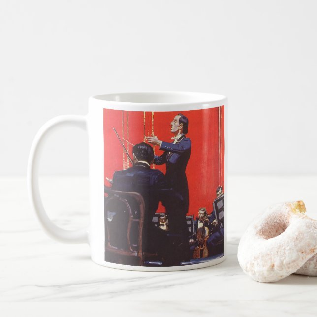 Vintage Musik, Orchestrierung Kaffeetasse (Mit Donut)