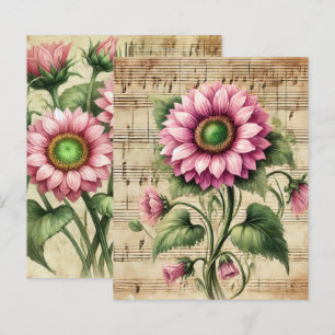Vintage Musik Pink & Green Sonnenblumen Scrapbook