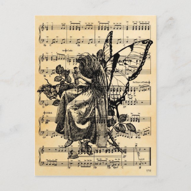 Vintage Musik Postkarte (Vorderseite)