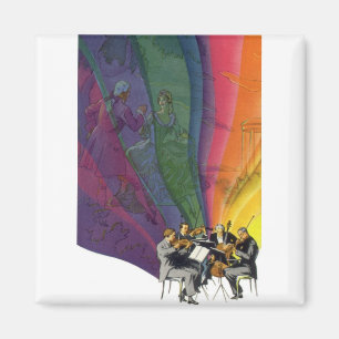 Vintage Musik Regenbogen, viktorianisches Paar bei Magnet