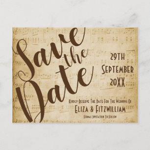 Vintage-Musik Save The Date Postkarte