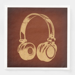 Vintage Musik Thema Retro Kopfhörer Art Serviette