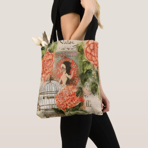 Vintage Musik und BlumenCollage Tasche