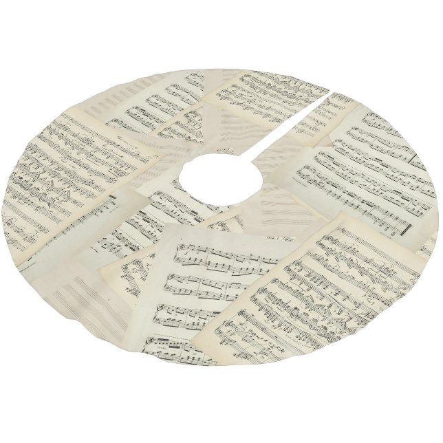 Vintage Musikkomposition Weihnachten Polyester Weihnachtsbaumdecke (Schrägansicht)