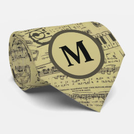 Vintage Musiknote Muster Monogram Musiker Krawatte