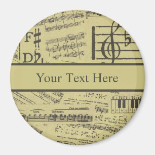 Vintage Musiknote Pattern Music Theme Musiker Magnet