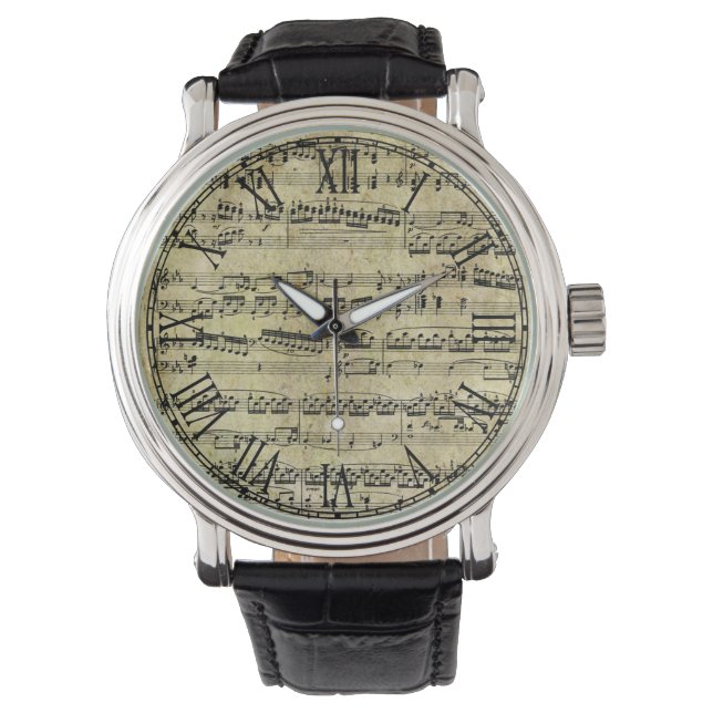Vintage Musiknoten Armbanduhr (Vorderseite)
