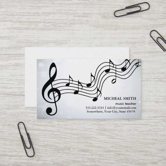 Vintage Musiknoten Elegante Musical Visitenkarte (Vorderseite/Rückseite Beispiel)