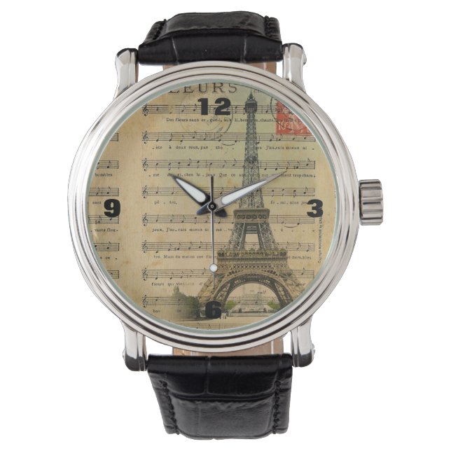 Vintage Musiknoten Franziskanerturm Armbanduhr (Vorderseite)