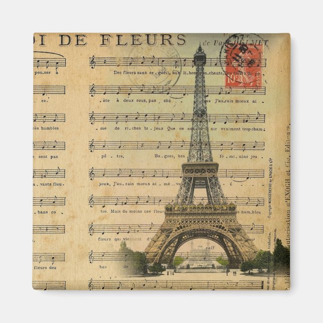 Vintage Musiknoten Franziskanerturm Magnet (Vorne)