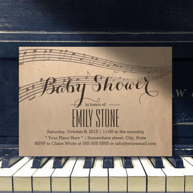 Vintage Musiknoten Musical Baby Dusche Einladung (Von Creator hochgeladen)