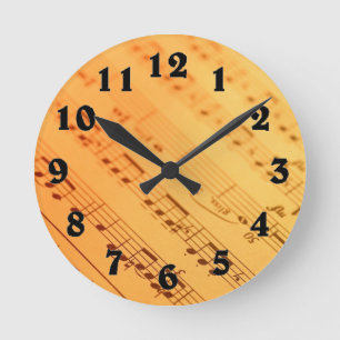 Vintage Musiknotepapieruhr Runde Wanduhr
