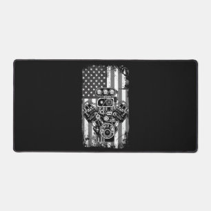 Vintage-Muskelauto-Kolben-Amerikanische-Flagge-Lus Schreibtischunterlage
