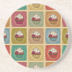 Vintage-Muster aus Cupcakes Getränkeuntersetzer