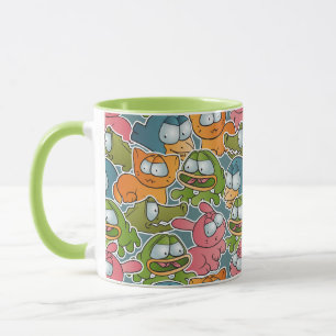Vintage-Muster mit Cartoon-Tieren Tasse