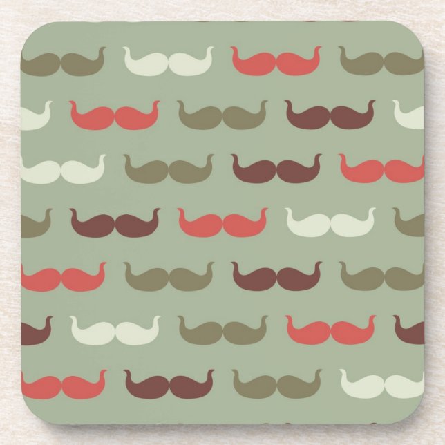 Vintage-Muster mit Schnurrbart Untersetzer (Vorderseite)