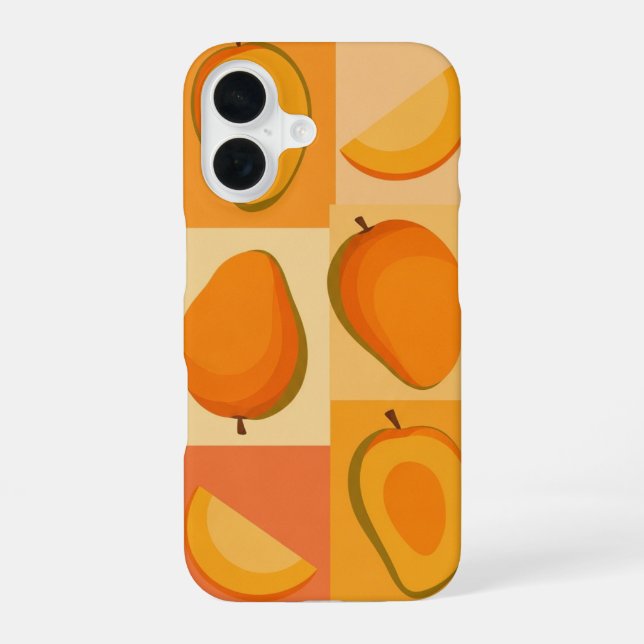Vintage-Muster mit stilisierten Mangos iPhone 16 Hülle (Rückseite)