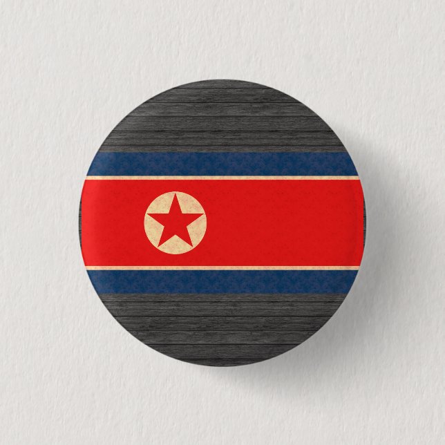 Vintage Muster-Nordkoreaner-Flagge Button (Vorderseite)