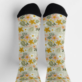 Vintage Muted Floral Botanical Seamless Pattern Socken