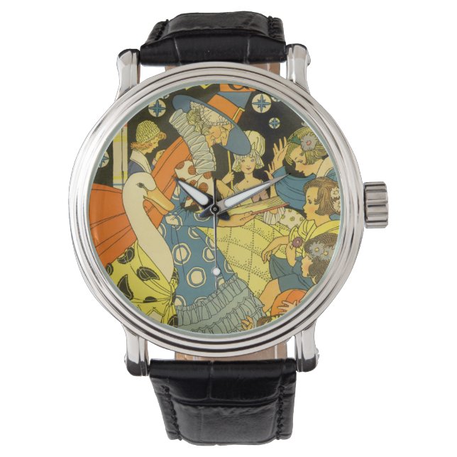 Vintage Mutter Gans lesen Bücher für Kinder Armbanduhr (Vorderseite)