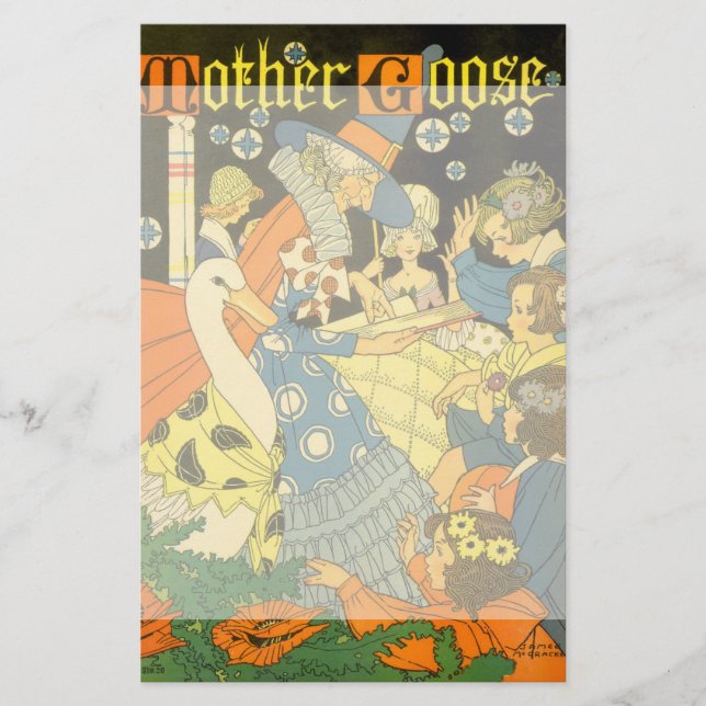 Vintage Mutter Gans lesen Bücher für Kinder Briefpapier (Vorderseite)