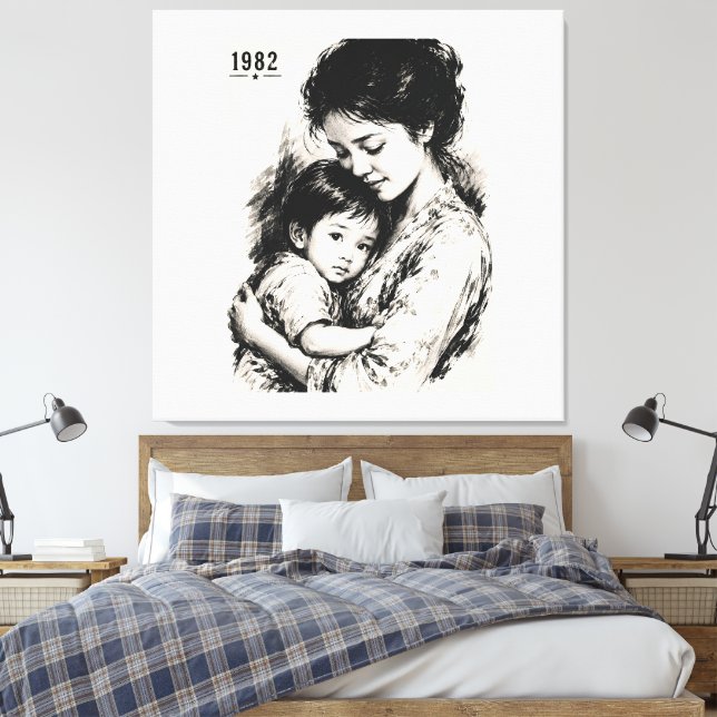 Vintage Mutter & Kind 1982 Leinwanddruck (Insitu (Schlafzimmer))