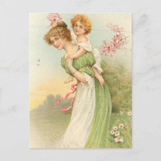 Vintage Mutter und Kind Postkarte (Vorderseite)