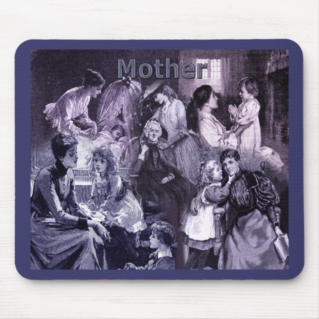 Vintage-Mütter-und-Kinder-Collage Mousepad (Vorne)